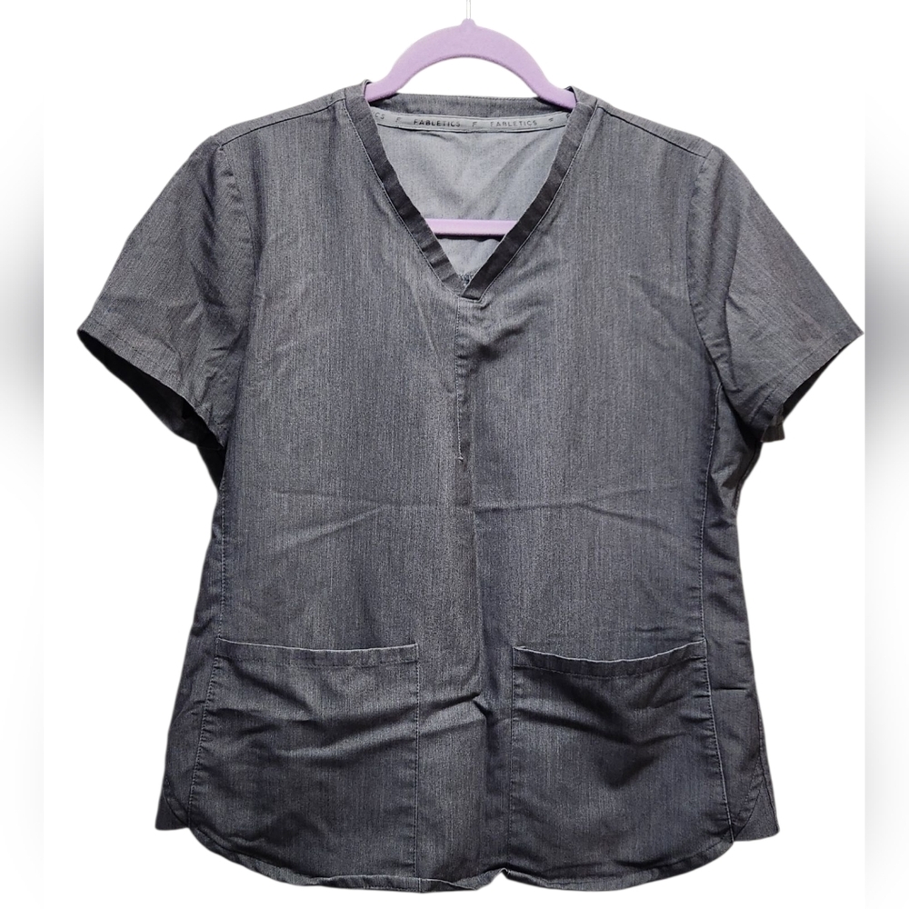 Fabletics Women's Gray V-Neck Scrub Top